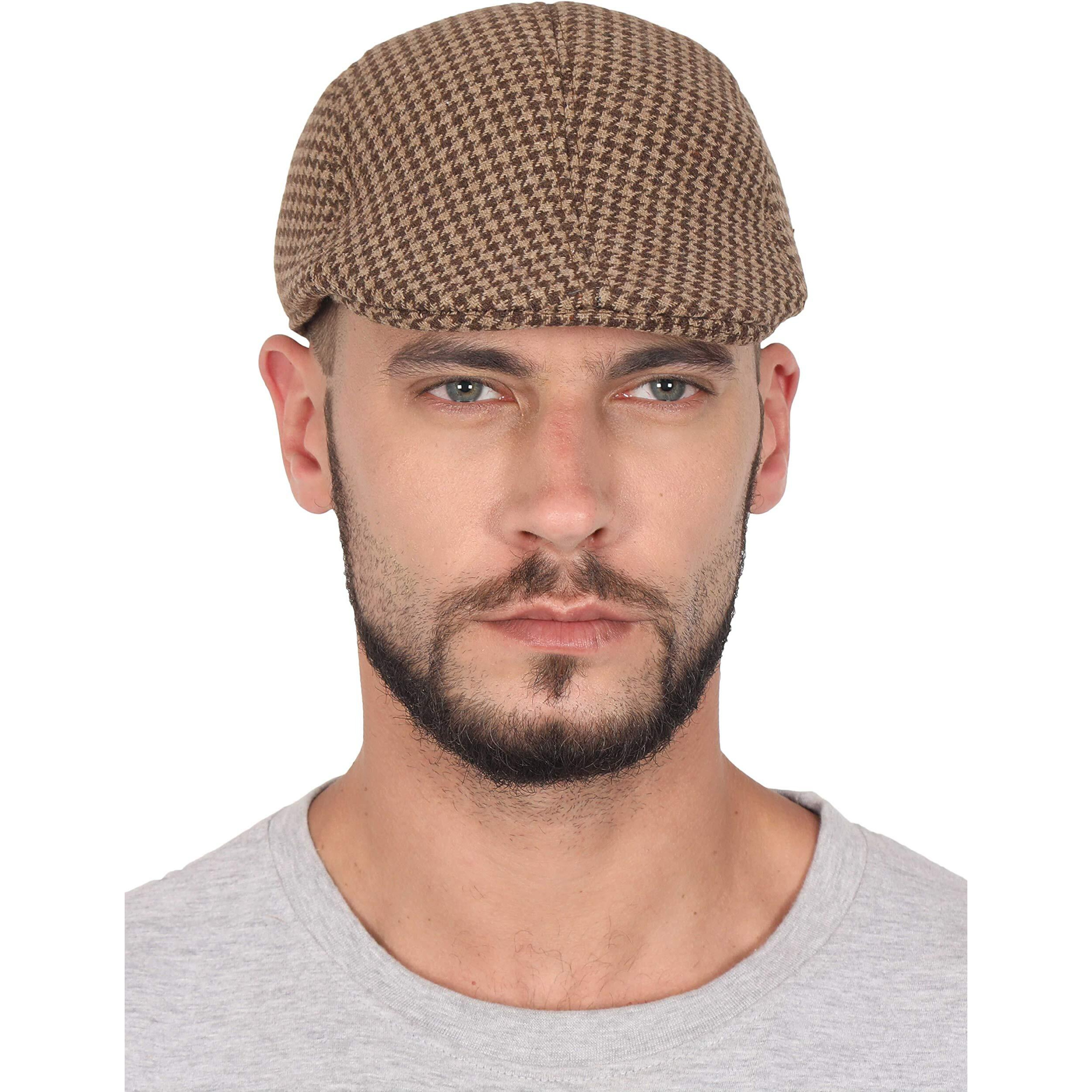 FabSeasons Checkered Polyester Golf Flat Cap Brown