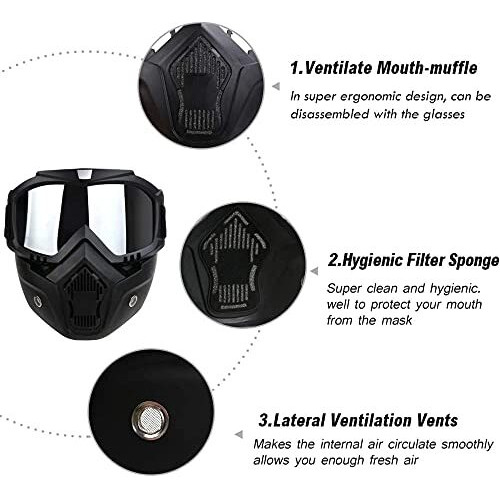 FABSPORTS protective goggles with detachable mask, Anti UV, Windproof, soft foam padded for comfort. Used for Motorcycle, Dirt Bike off road, ATV Ride, snowboarding, skiing, cycling etc