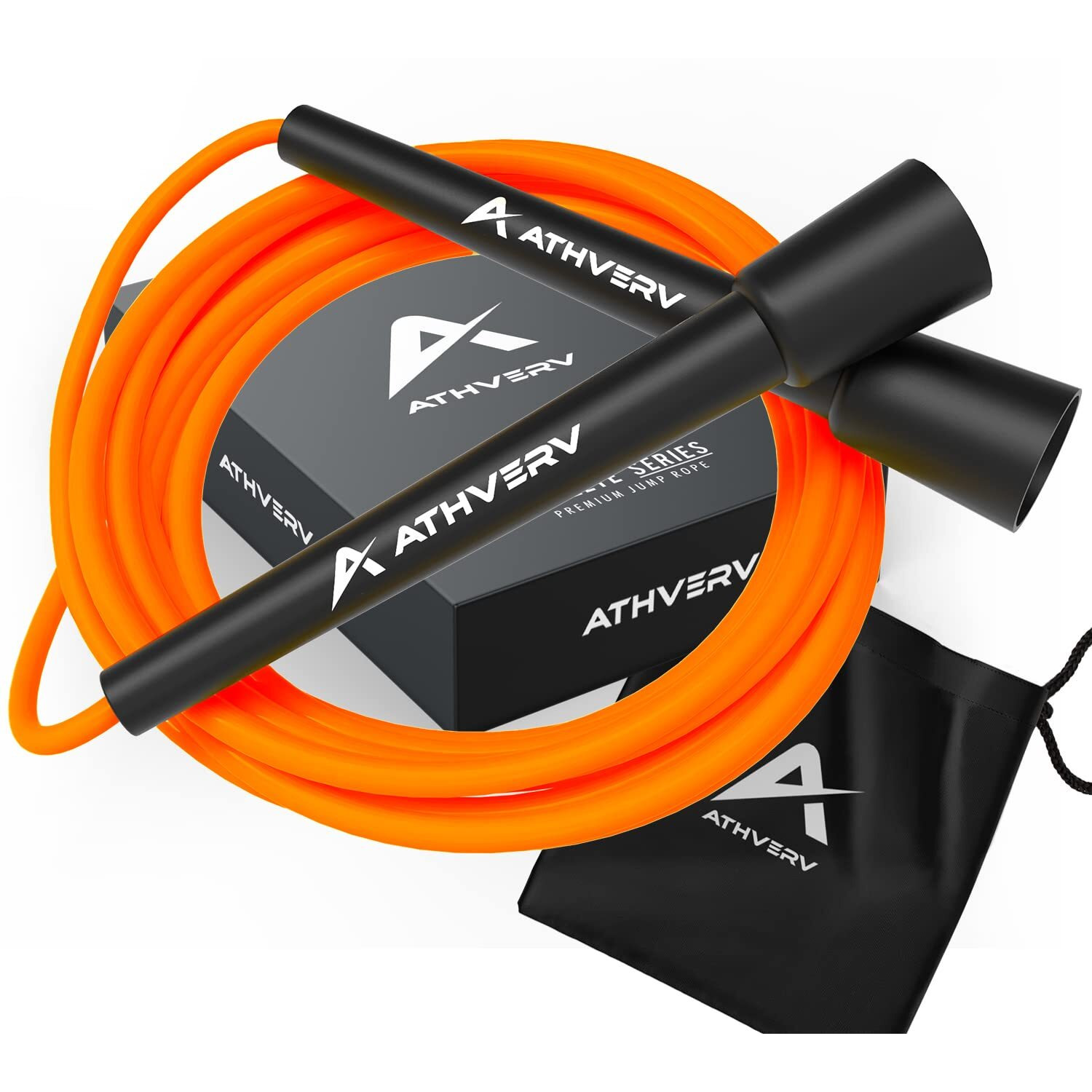 Athverv Adjustable Skipping Rope for Men, Women & Kids  Speed Jump Rope for Exercise Workout & Weight Loss (Orange)