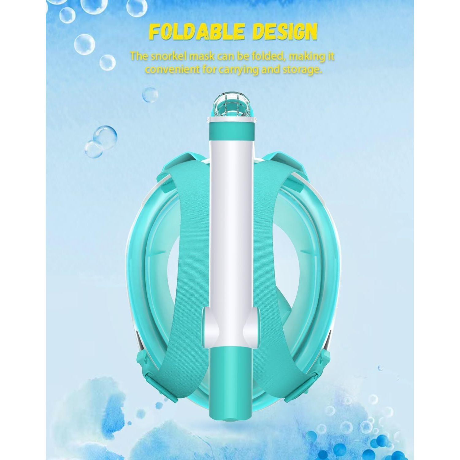 Delavala Full Face Snorkeling Mask Diving Gear - Latest Dry Top System,180 Degree Panoramic View Snorkeling Mask with Camera Mount,Safe Breathing,Anti-Leak Anti-Fog-Swim Fins (Green- Large X-Large)