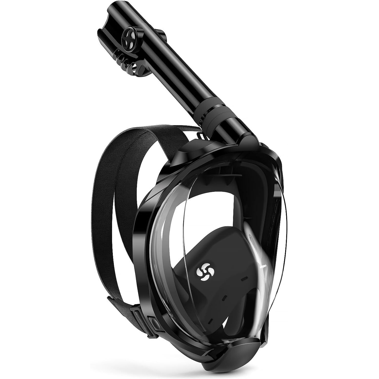 Delavala Full Face Snorkeling Mask Diving Gear - Latest Dry Top System,180 Degree Panoramic View Snorkeling Mask with Camera Mount,Safe Breathing,Anti-Leak Anti-Fog-Swim Fins (Black - Large X-Large)