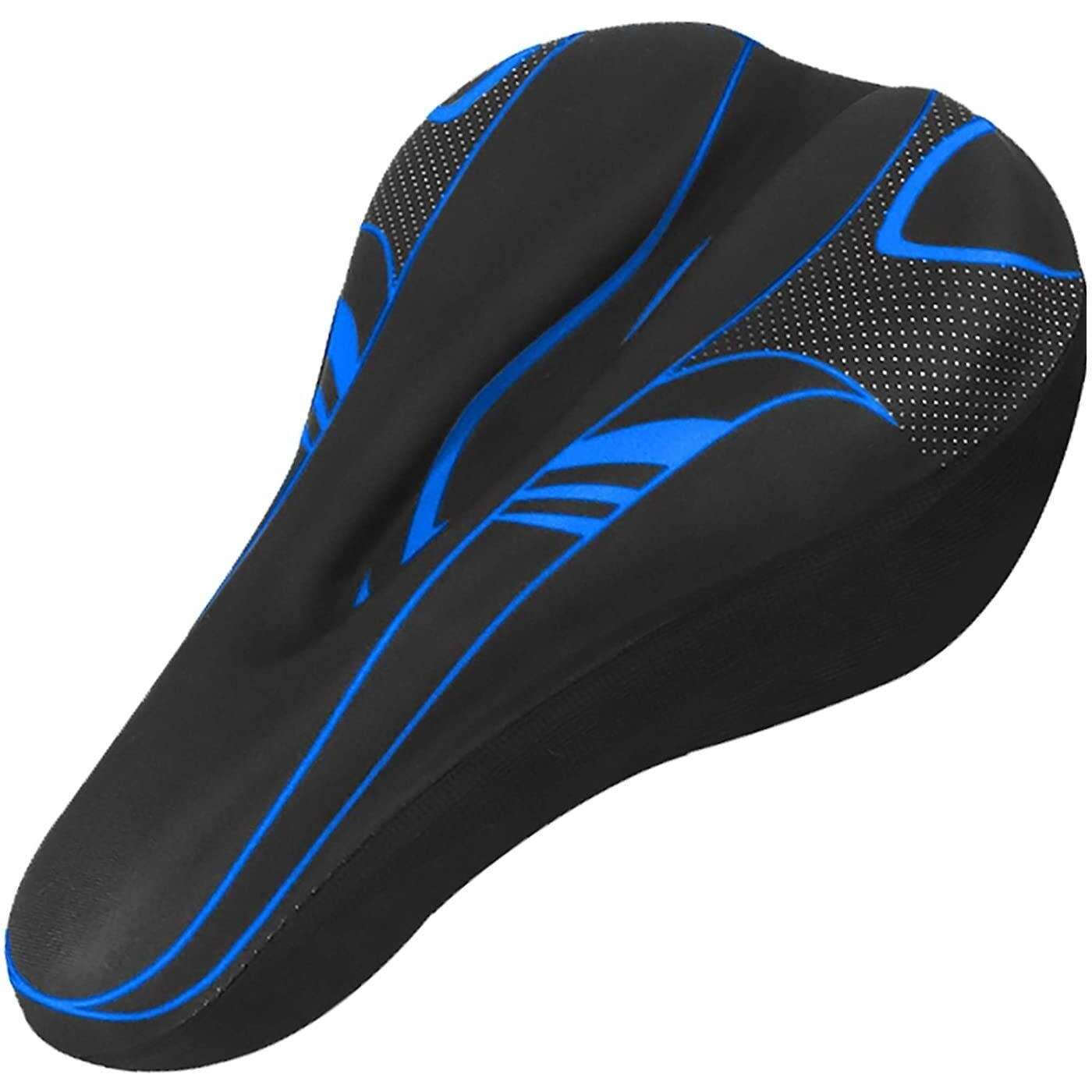 Alexvyan Soft Silicone Gel Saddle Seat & Cycling Cushion Pad Bicycle Cover -Black with Blue