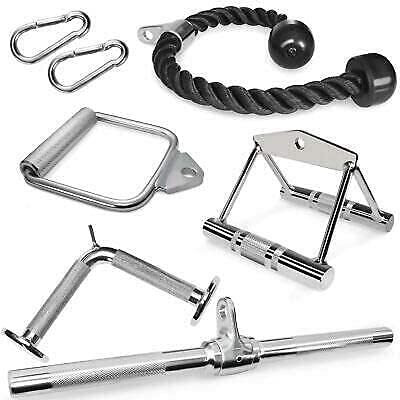 M ART GYM Handle Bar Combo Pack Triceps Rope D Handle V Shaped Handle Triceps  Press Down Bar, and Seated Rowing Chinning Bar with 2-S Lock...