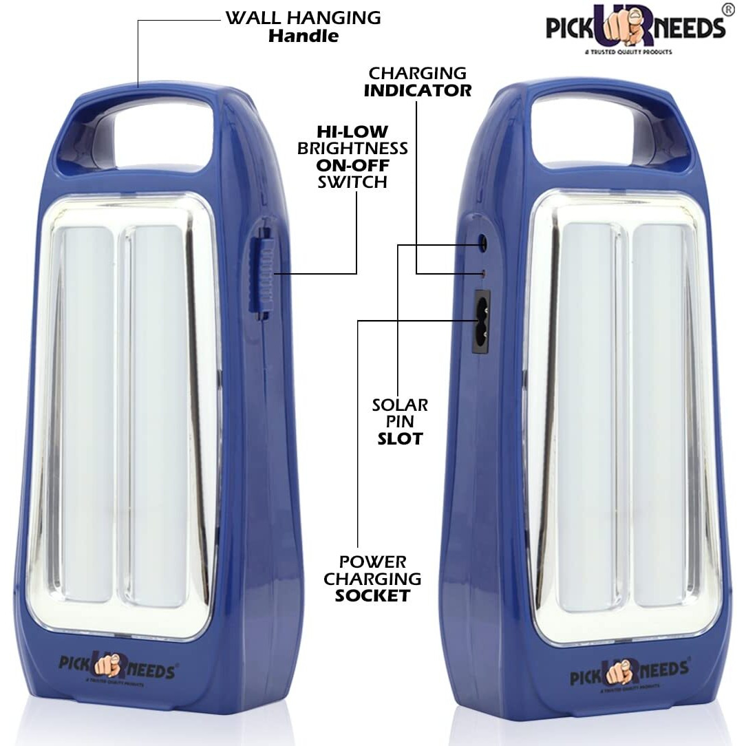 Pick Ur Needs Emergency Rechargeable Light for Home 2 Tube LED Lantern Lamp Home (Modern Blue)