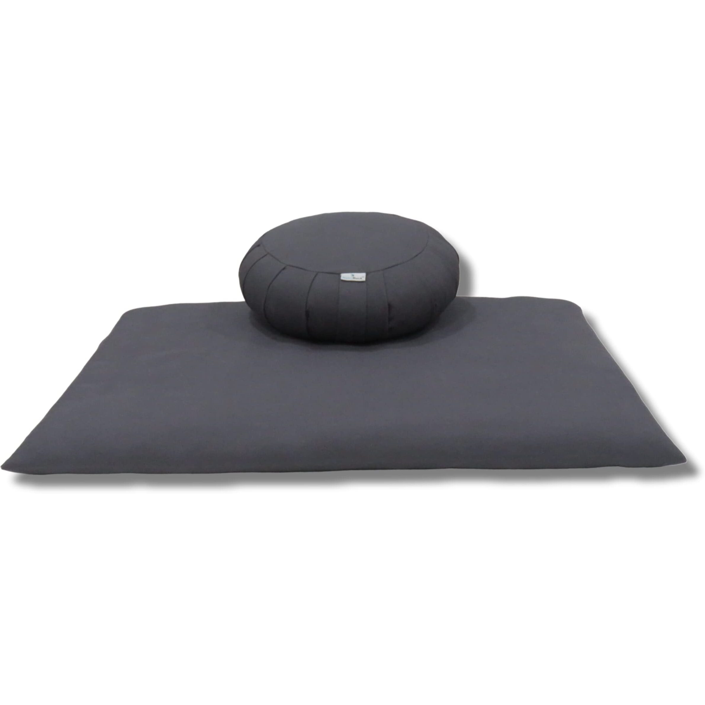 NutriBuck Zafu & Zabuton Mat Combo Meditation Yoga Cushion Filled with Buckwheat Hulls (Grey)