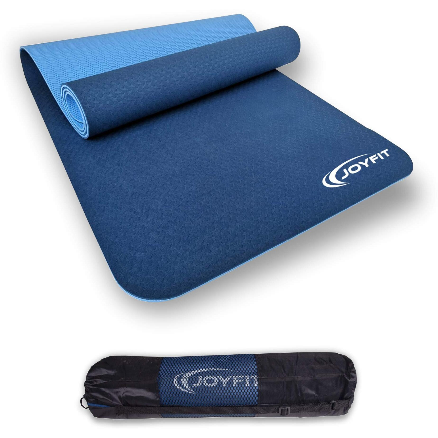 Joyfit Yoga Mat-Non Slip 6 mm Extra Thick, High Resilience Exercise Mat for Yoga, Meditation, Pilates, Stretching, Floor & Gym Fitness Workouts- Ideal for Men & Women (1 Pc) Blue