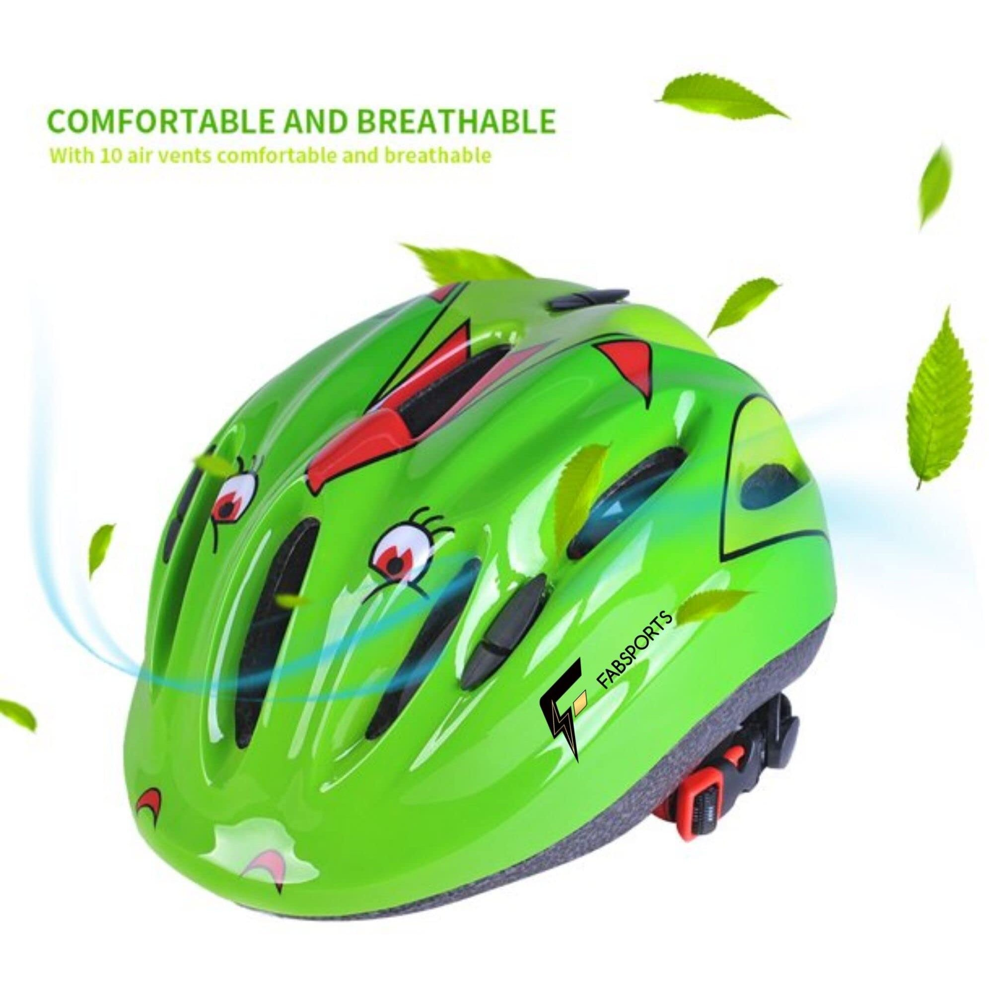 FABSPORTS Printed Safety Helmet for Kids-Boys & Girls (5-12 Years), Light Weight Bicycle Bike Helmet, Adjustable Size, Superior Ventilation for Cycling Skating Skate Boarding