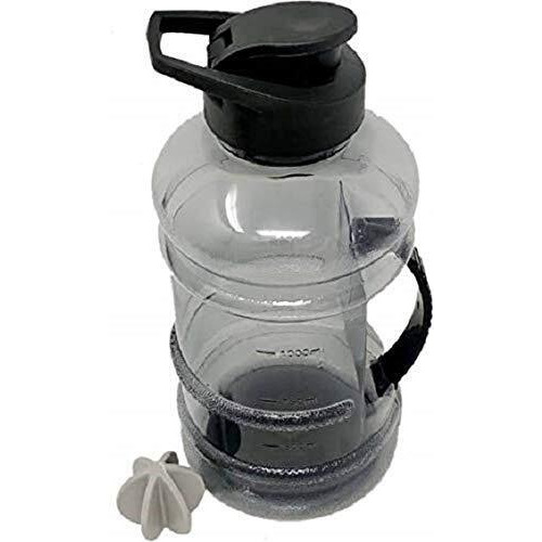 DOVEAZ Gym Gallon Water Bottle with Protein Funnel & Container with Key-Chain, Protein Shaker Bottle - BPA-Free, Unbreakable, Freezer Safe (1500ml, Black, Plastic)