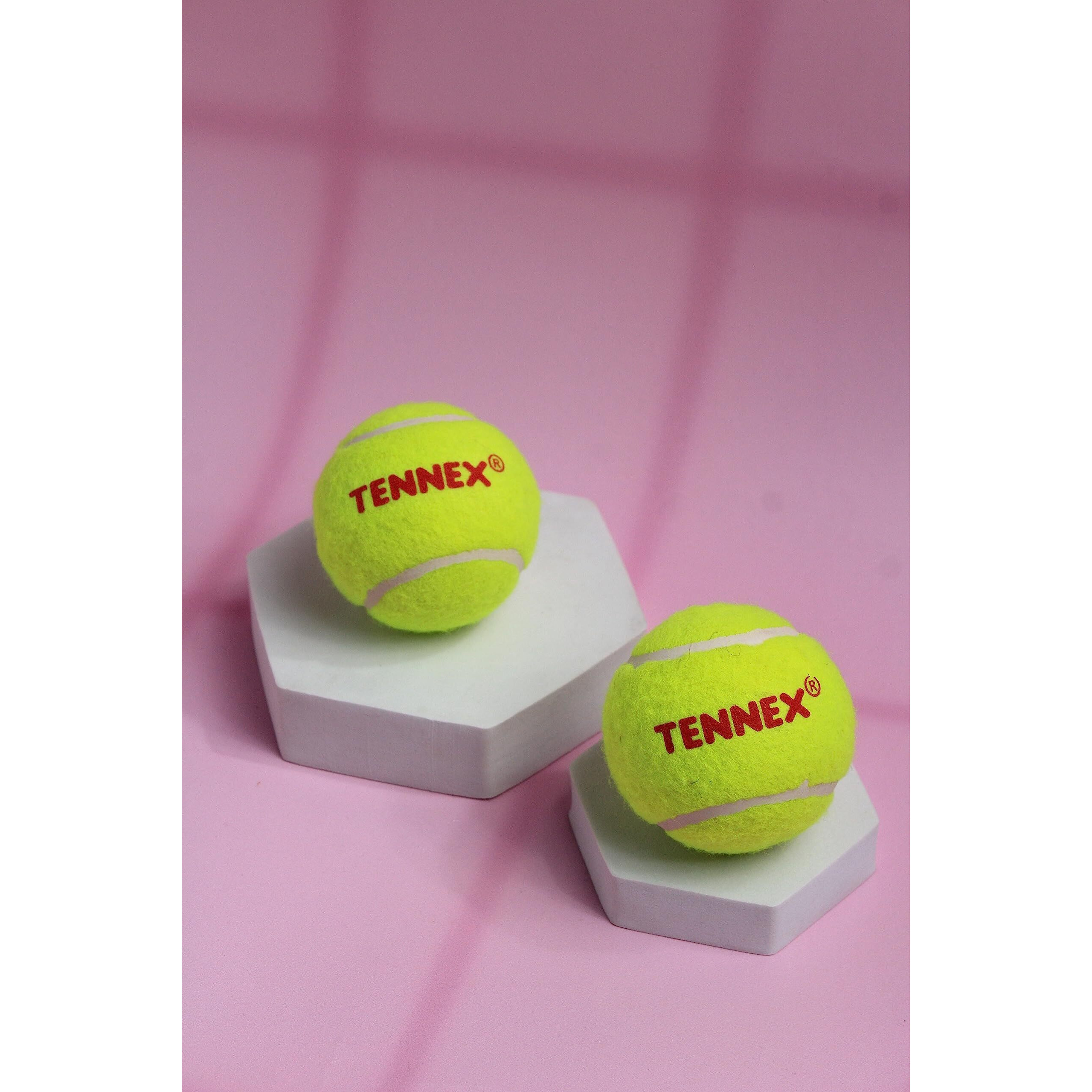 TENNEX Felt Cricket Tennis Ball Hard Yellow for Over Arm Cricket | Heavy Tennis | Standard Size Ball for Cricket Tournament and Practice (Pack of 12)