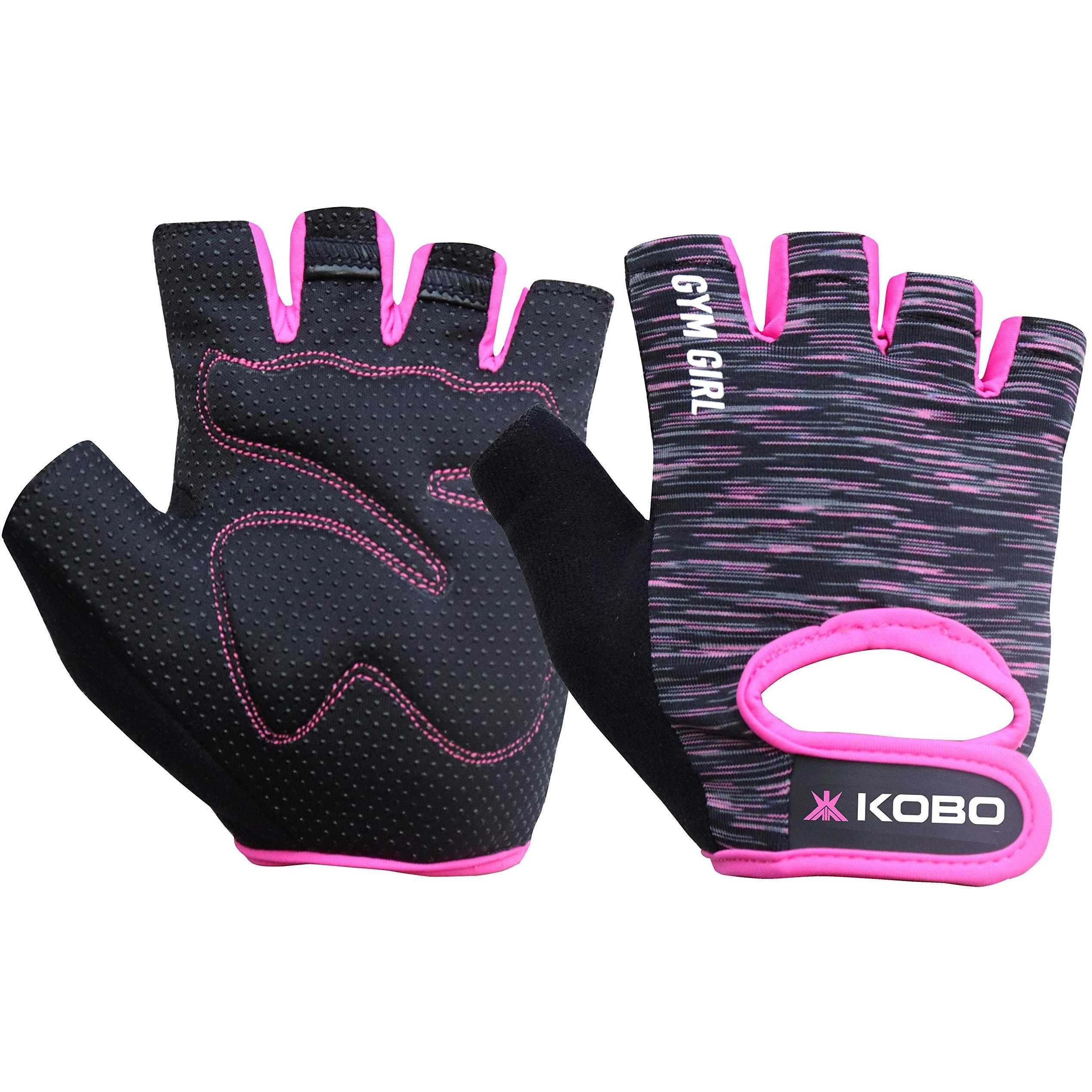 Kobo WTG-38-LARGE Weight Lifting Gym Gloves for Ladies & Girls with Good Grip Hand Protector Ideal for Weightlifting, Crossfit Training, Fitness, Pull Ups, Large