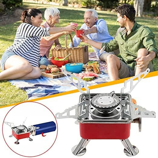 CRENTILA Foldable Gas Stove Portable Mini Burner With Windproof Design Powerful Gas Stove Suitable For Cooking Gas Burners Outdoor Backpack Hiking, Camping, Picnic