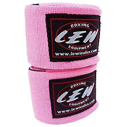 LEW Mexican Style Boxing 180  with Elastic Hand & Wrist Support Multicolor Handwraps (Pink)