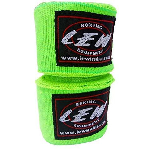 LEW Mexican Style Boxing 180  with Elastic Hand & Wrist Support Spandex Multicolor Hand Wraps (Neon Green)