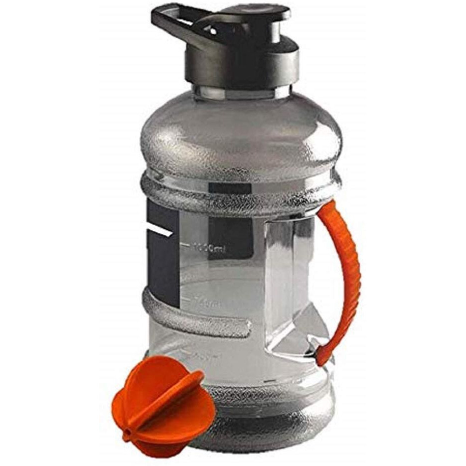 DOVEAZ Plastic Food Grade Gym Water Gallon Bottle With Protein Funnel & Container With Key-Chain For Men1500 Ml,Black