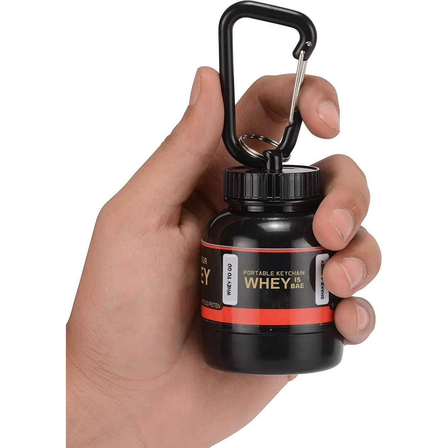 DOVEAZ Plastic Food Grade Gym Water Gallon Bottle With Protein Funnel & Container With Key-Chain For Men1500 Ml,Black