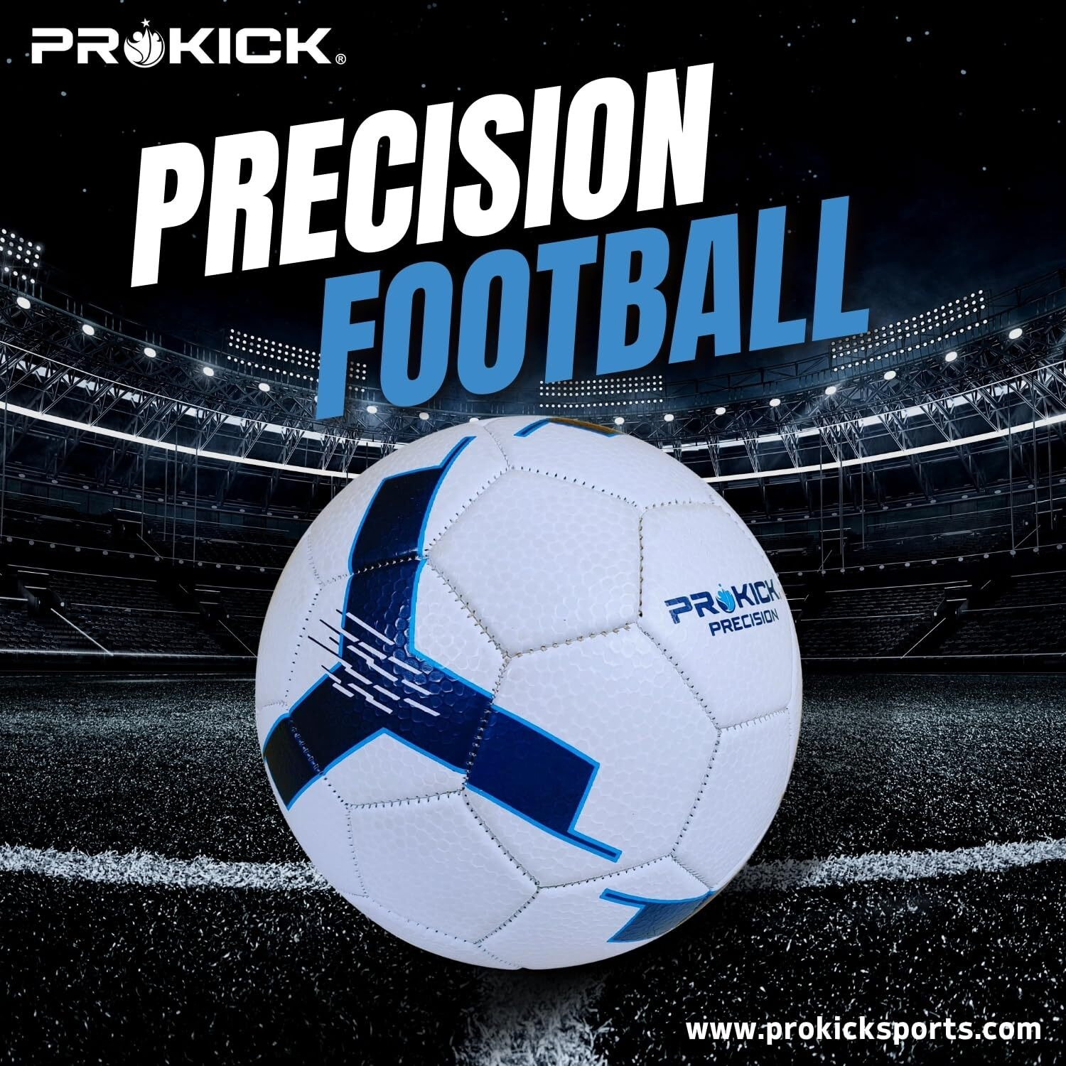 Prokick Precision Machine Stitched 32 Panel Football, Size 5 (White Blue)