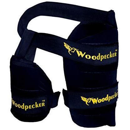 Woodpecker Right Hand Thigh Guard for Cricket, Thigh pad, Safety, Protection Equipment, Flexible Fit, Cricket Thigh Pads for Boys and Men (Black, Regular)