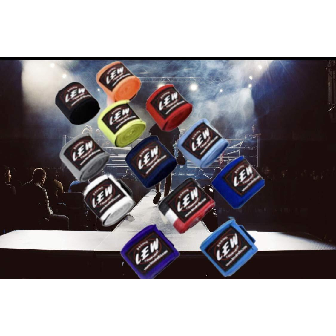 LEW Mexican Style Boxing 180  with Elastic Hand & Wrist Support Multicolor Handwraps (Royal blue)