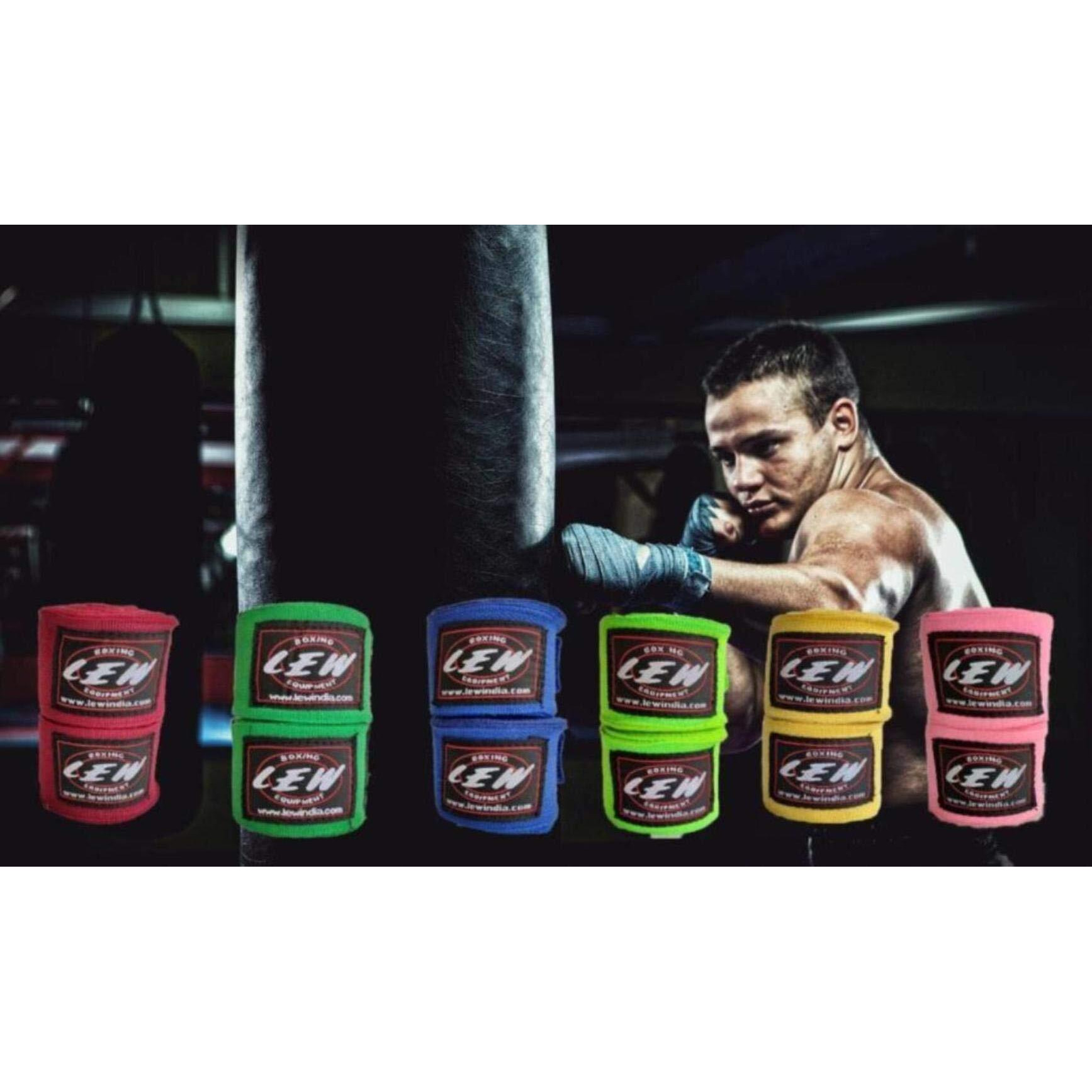 LEW Mexican Style Boxing 180  with Elastic Hand & Wrist Support Multicolor Handwraps (Royal blue)
