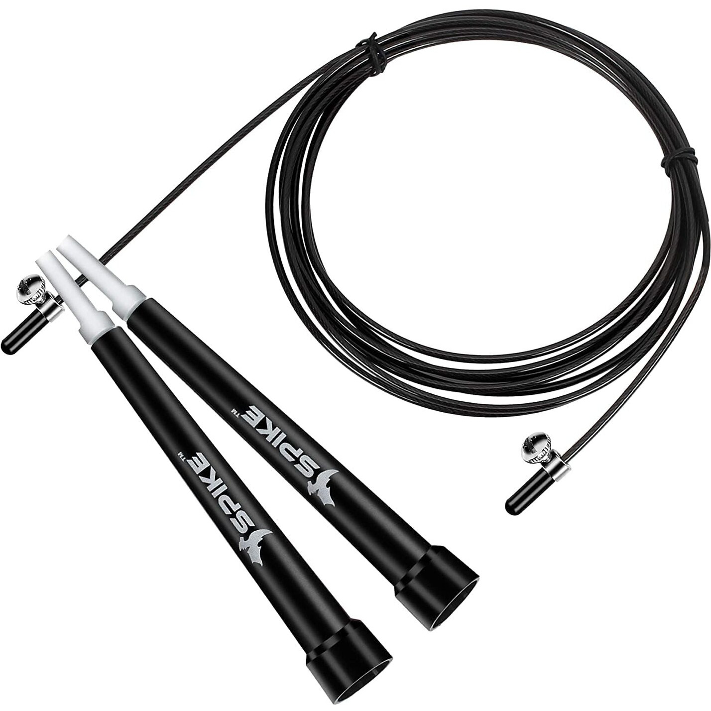 Spike Speed Skipping Jump Rope for Weight Loss, Fat Loss, Strength Designed for both Men and Women (Black SR + Black Slim Belt)