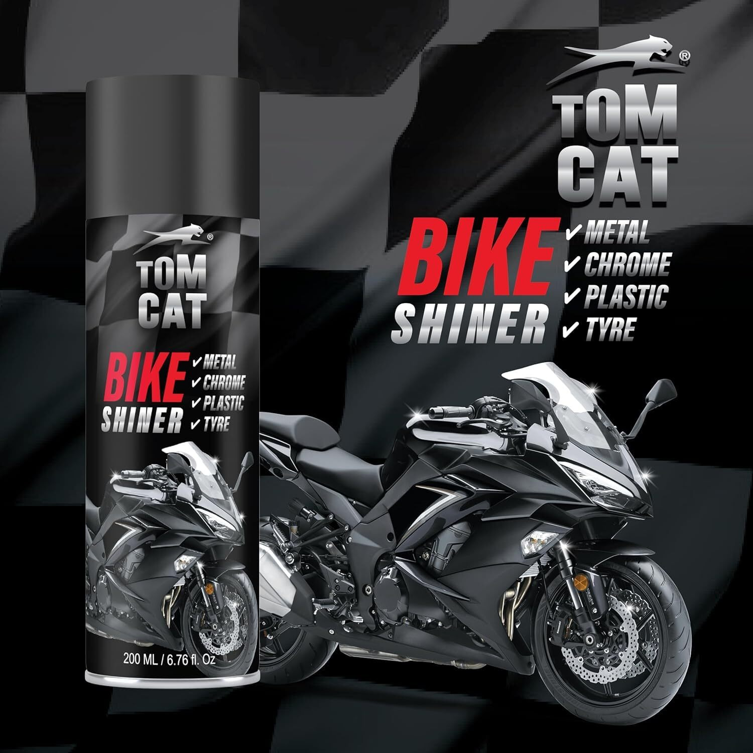 Tom Cat Bike Polish for shining Spray - Bike Cleaning Spray - Multi Surface Polish Spray | Motorbike Shine Spray | Protectant Spray Bike Shiner | Bike Chrome,Plastic | Pack of 1