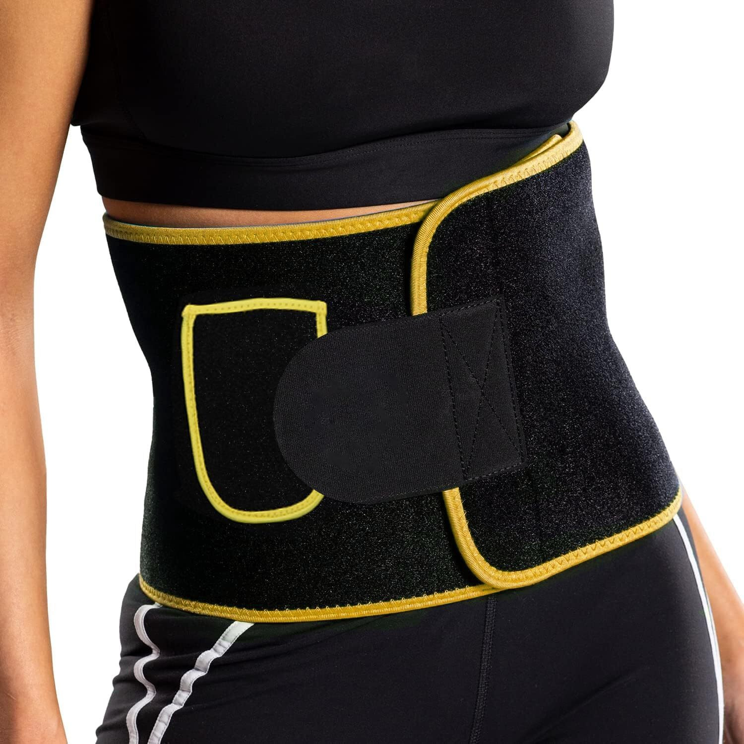 LEOPAX Waist Trimmer Belt Slim Body Sweat Wrap for Stomach and Back Lumbar Support - (Yellow, XL)