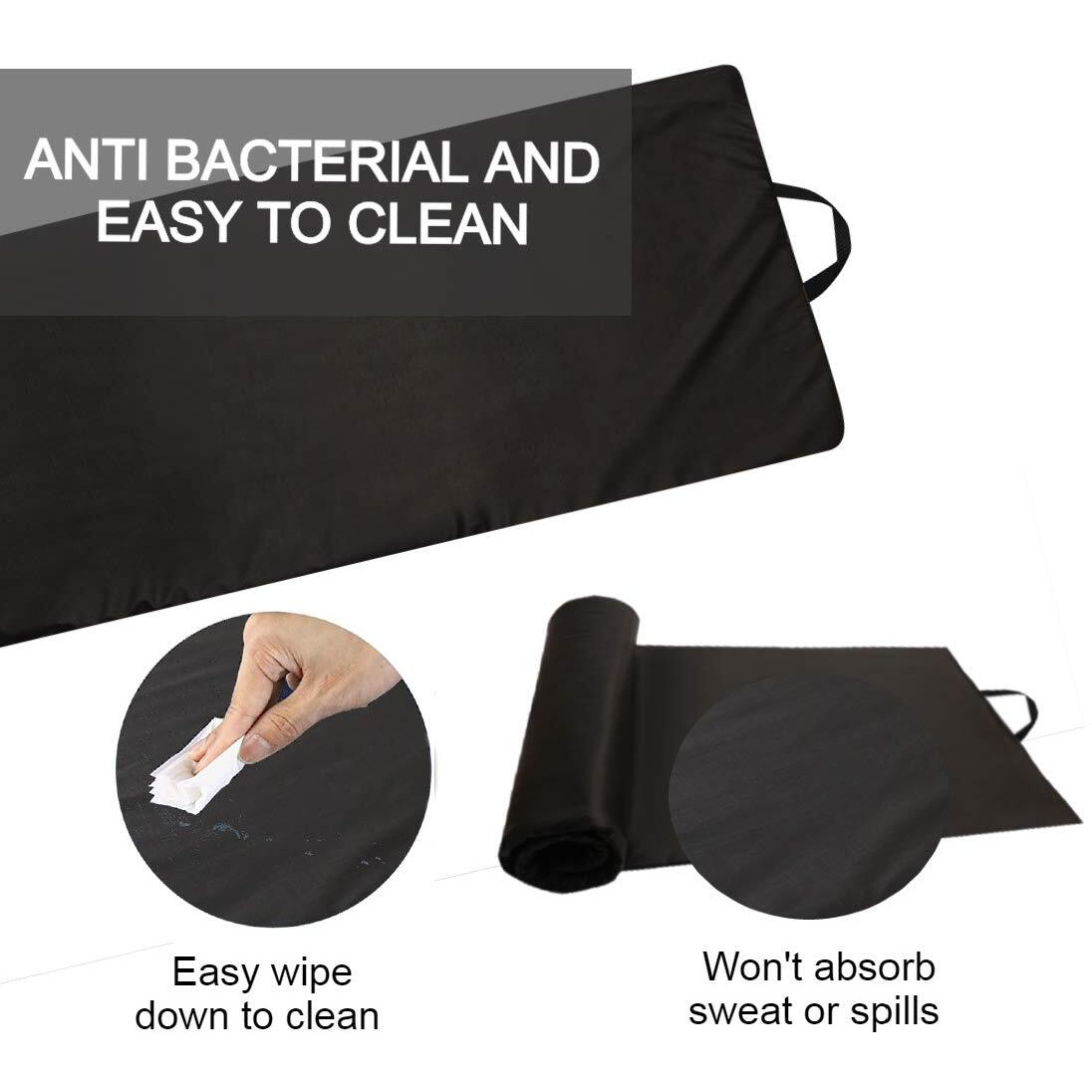 Olivio Premium 10mm PVC Leather Yoga Mat | Extra Thick Yoga Mat for Exercise, Fitness & Meditation with Carrying Strap for Men & Women - Black (Professional Yoga Mat)