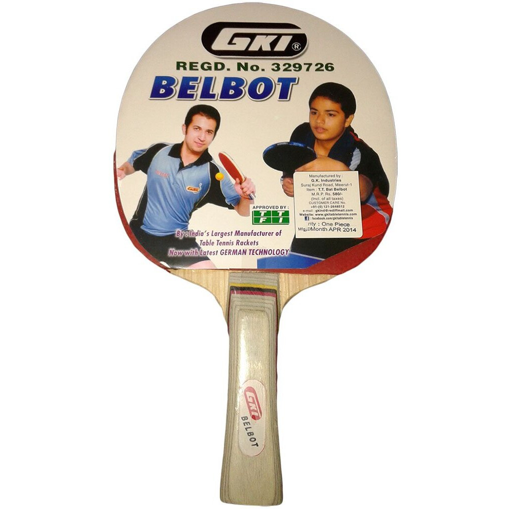 GKI Belbot Wood Table Tennis Racquet, Multicolor