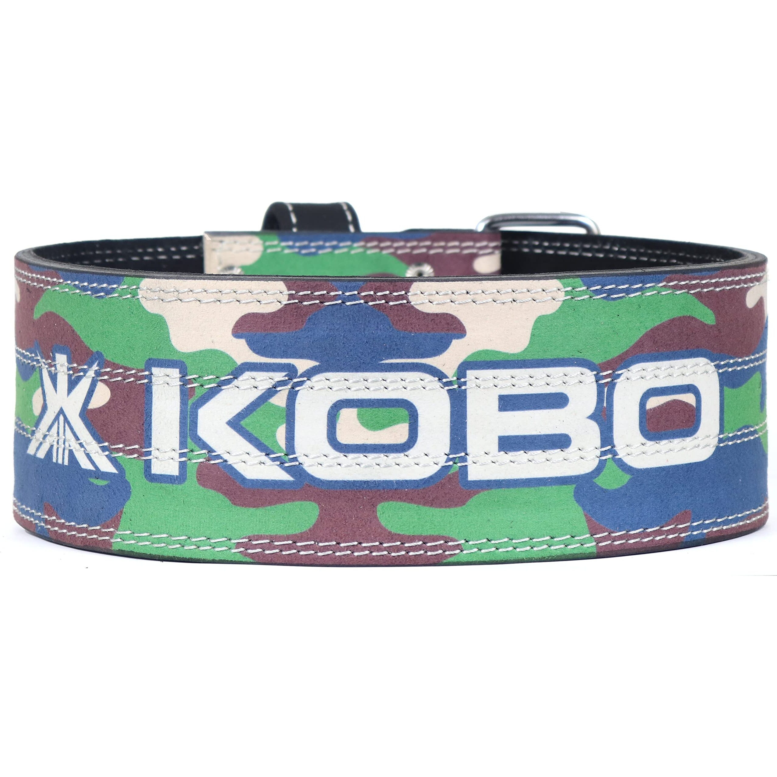 Kobo WTB-05 Leather Power Weight Lifting Belt 10 mm Thick, 4 Inches Wide (XL, CAMO GREEN)