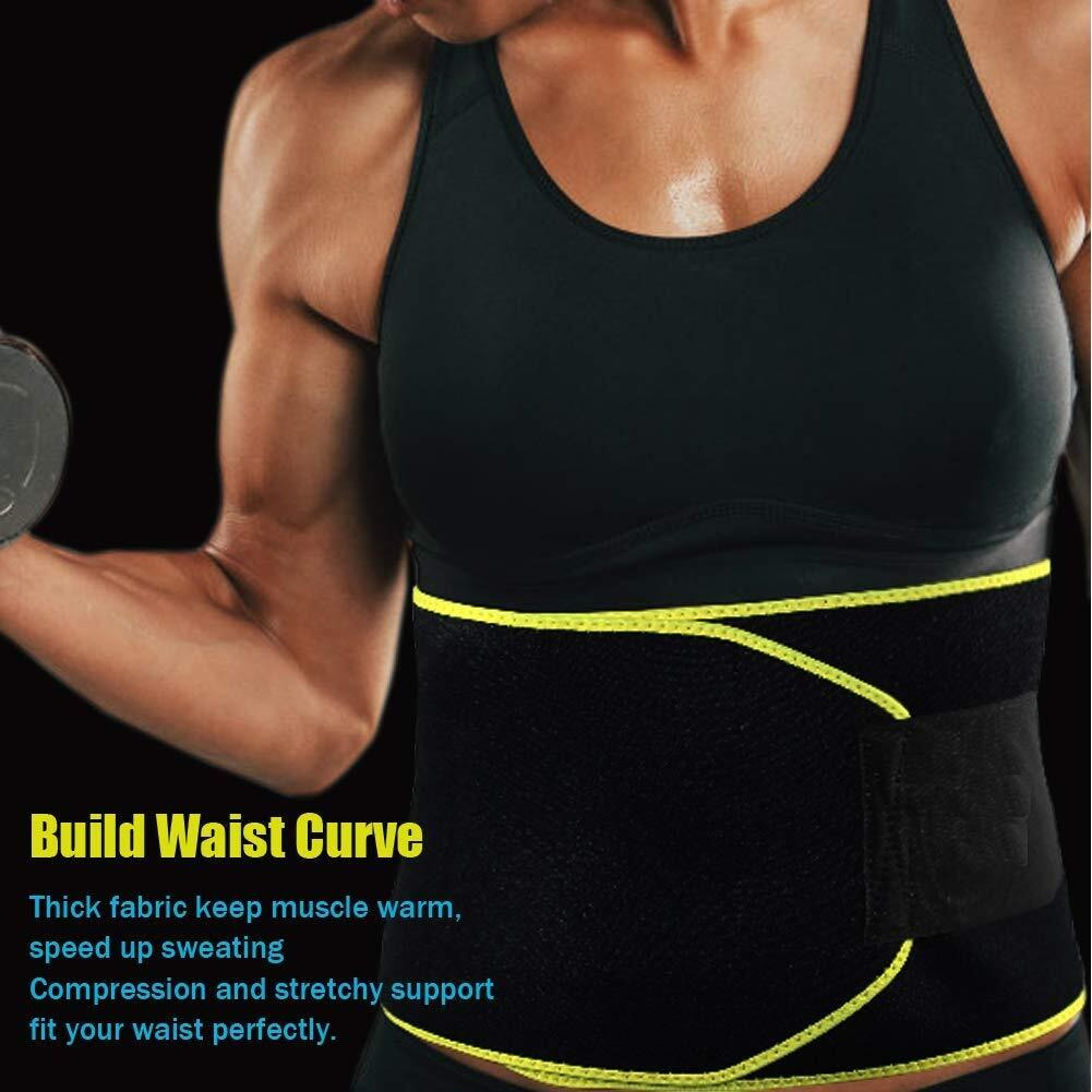 LEOPAX Professional Waist Trimmer Sweat Belt | Neoprene Body Shaper Lumber Support Belt Back Brace for Lower Back Pain (Unisex) - Size (104cm) Yellow