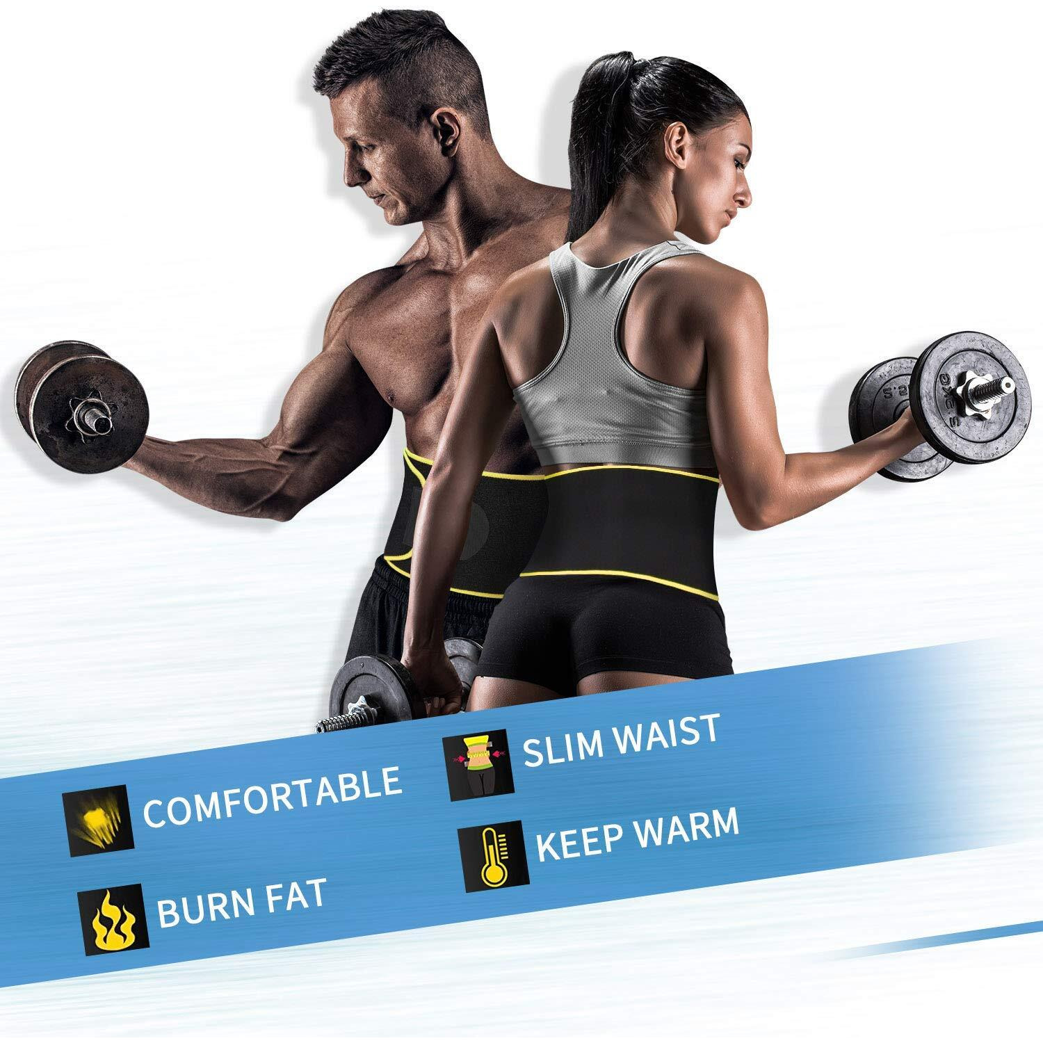 LEOPAX Professional Waist Trimmer Sweat Belt | Neoprene Body Shaper Lumber Support Belt Back Brace for Lower Back Pain (Unisex) - Size (104cm) Yellow