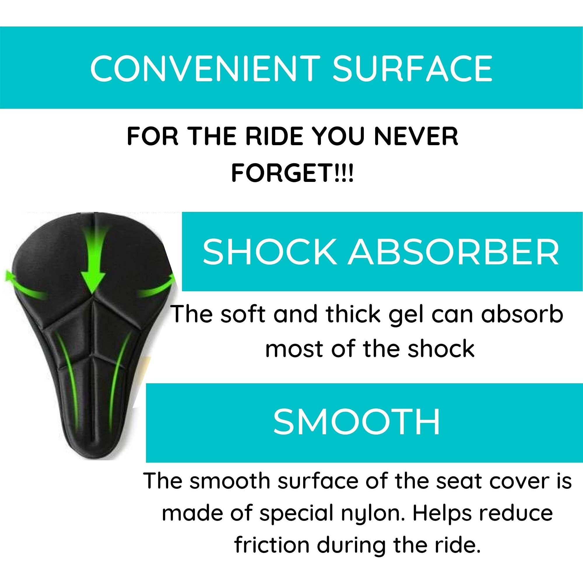 FABSPORTS Microfiber Gel Bike Seat Cover Premium Bicycle Saddle Pad, Extra Gel Cushion, Fits Narrow Slim Seats (11x7.5 inch, black)