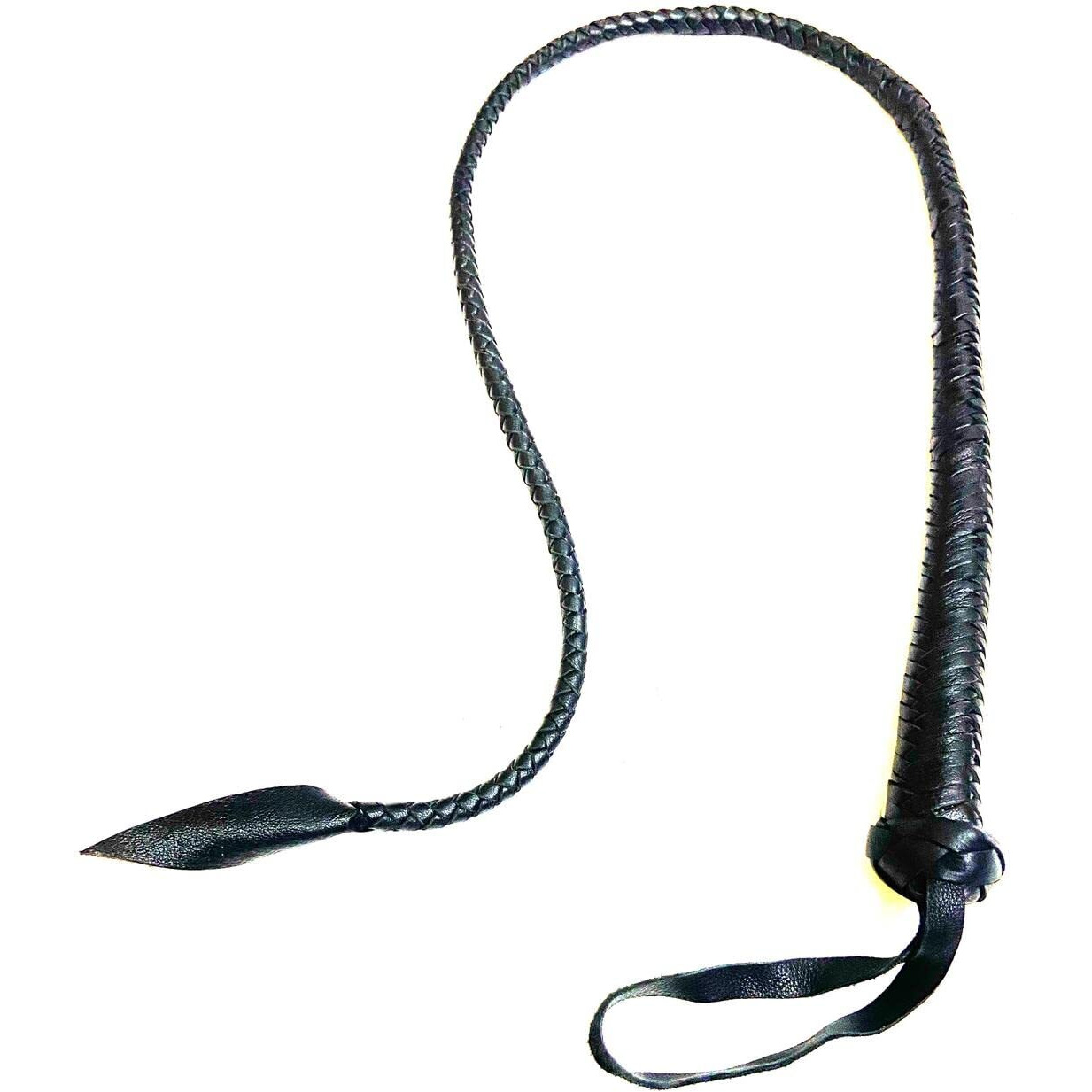 PETS TRIANGLE 3FT Leather Bull Whip leather Handle Black Color