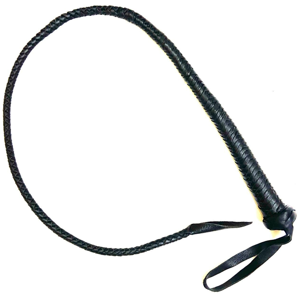 PETS TRIANGLE 3FT Leather Bull Whip leather Handle Black Color