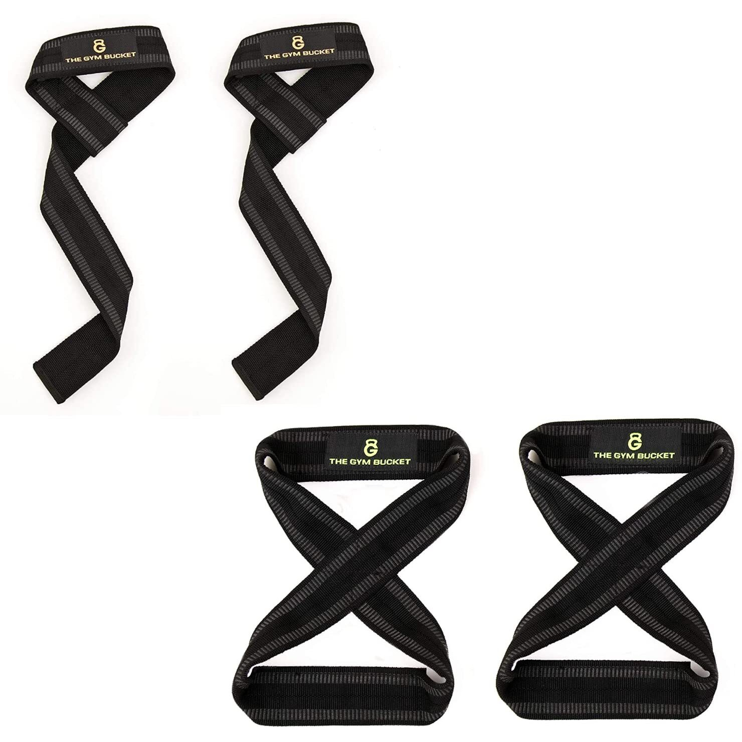 The Gym Bucket Lifting Straps, Deadlift strap, weight lifting straps, Gym straps for weight lifting, Strap with Foam Padding, Better Grip and Easy Lifting (Lifting Straps + Deadlift strap) - Black
