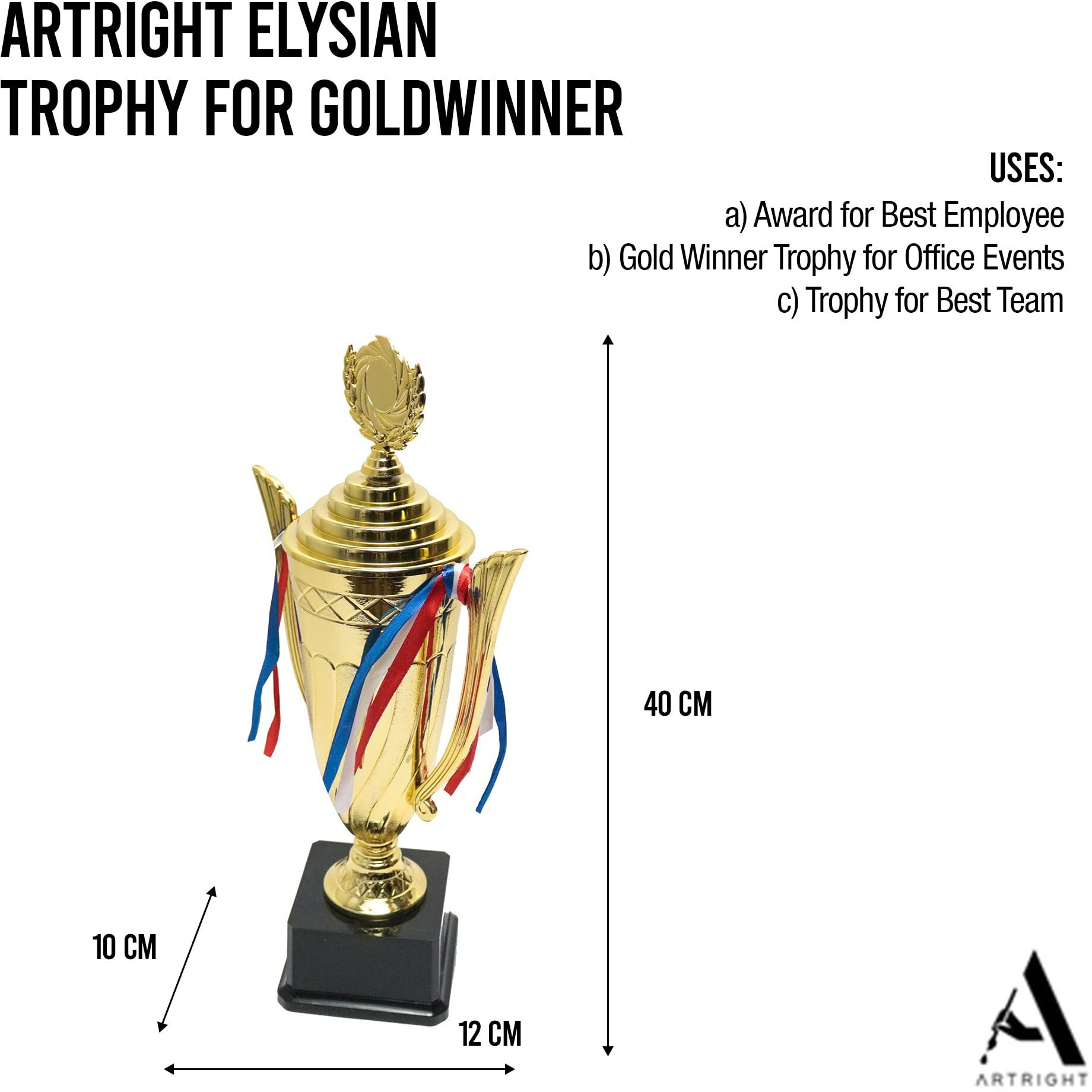 ArtRight Elysian Trophy for Office and Events - Gold Winner Trophy for Office and Corporate Events  Awards for Best Employee for Office