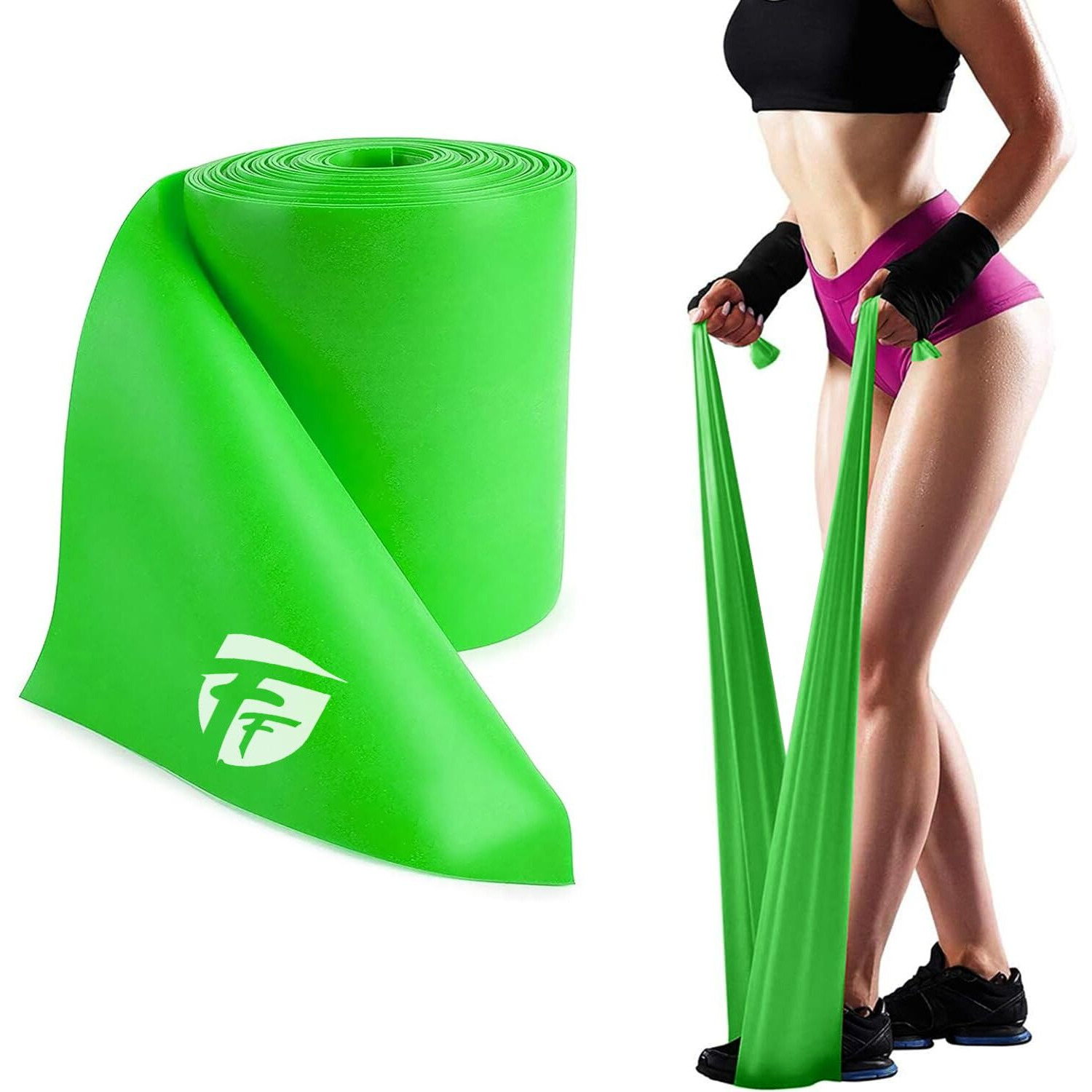 FirstFit Resistance Bands Exercise Elastic Bands Latex Bands for Pilates Yoga Phycial Therapy Rehab Home Gym Workout Fitness - (1.5 Meter Green)