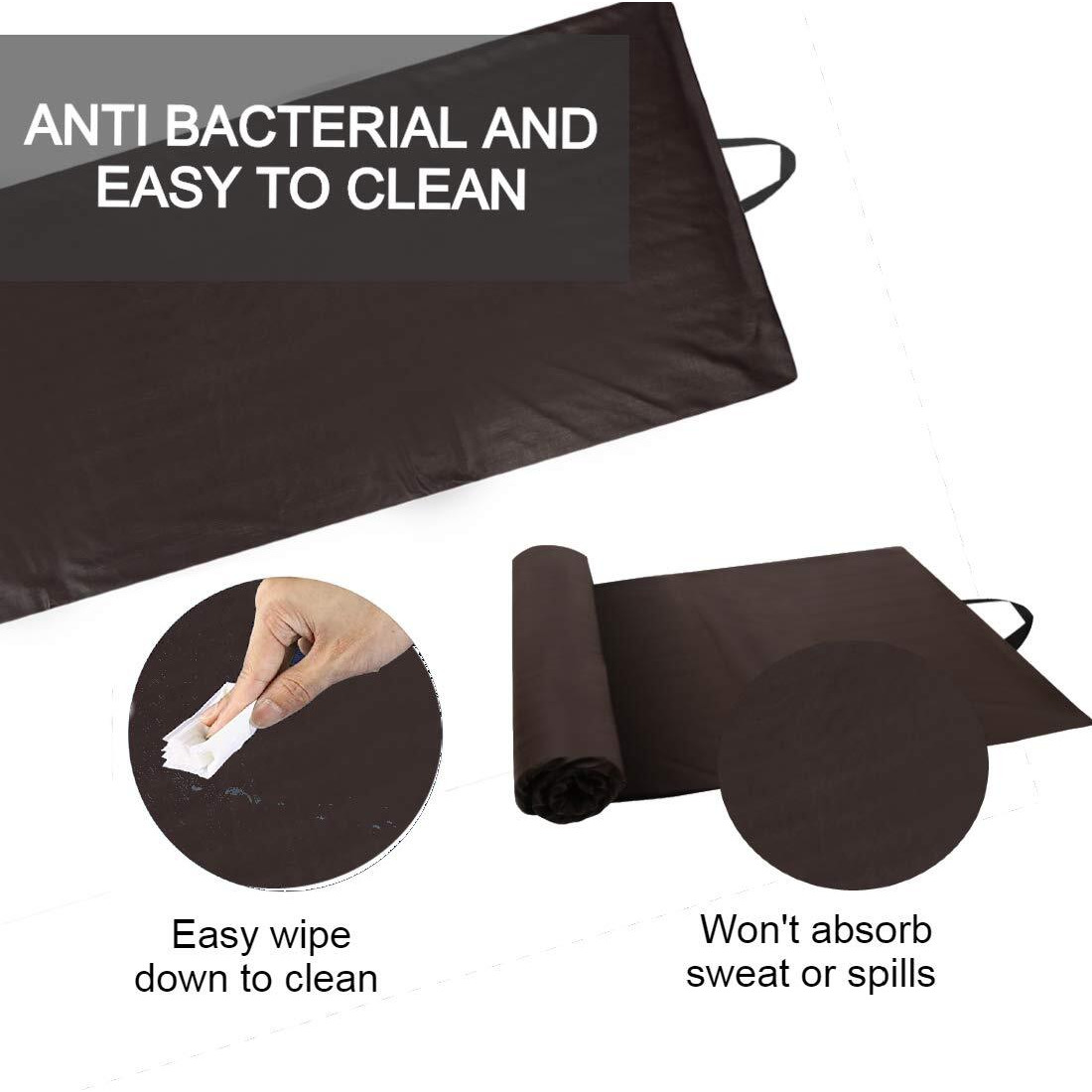 Olivio Premium 10MM PVC Leather Yoga Mat | Extra Thick Yoga Mat for Exercise, Fitness & Meditation with Carrying Strap for Men & Women - Brown (Professional Yoga Mat)