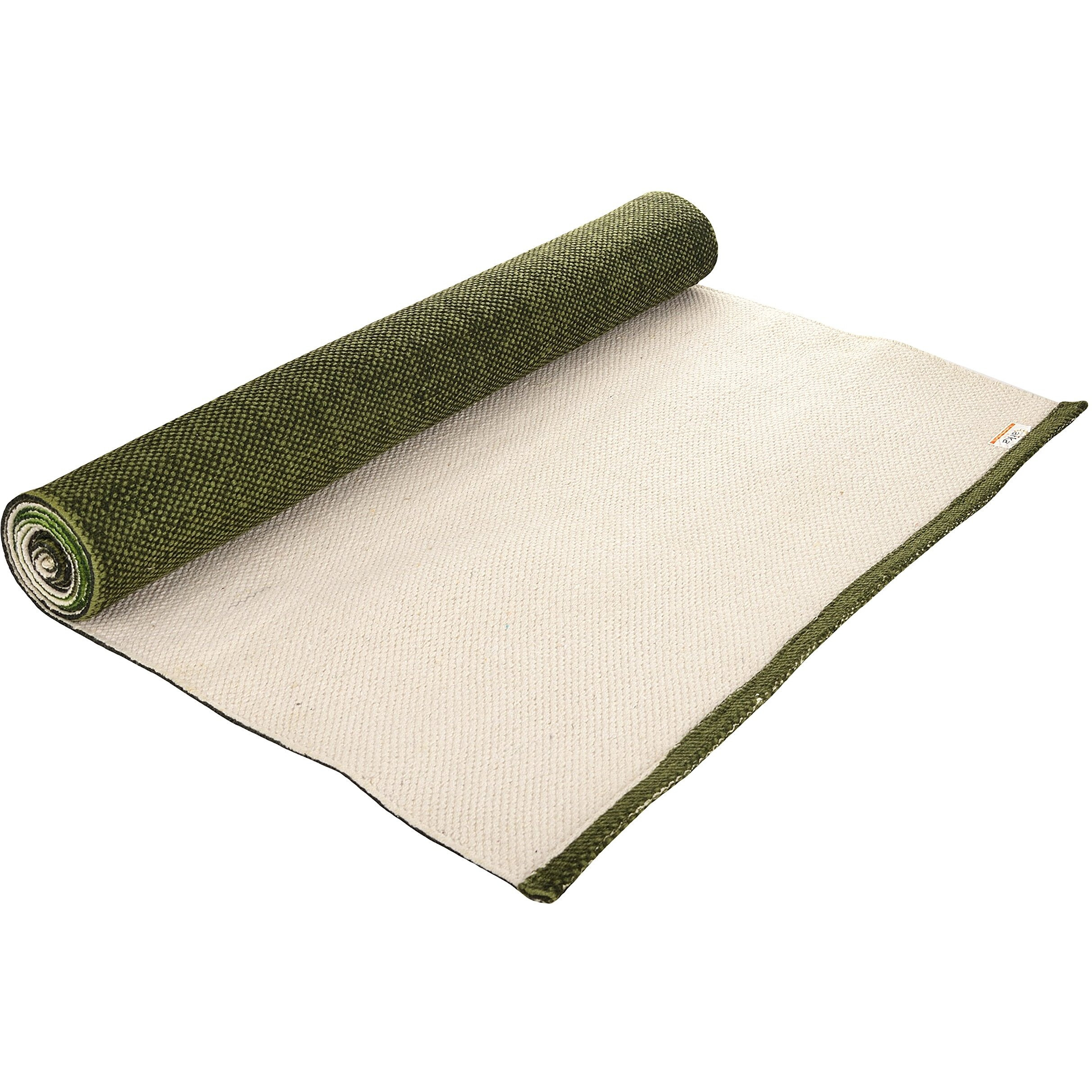 Kaivalyadhama Yoga Mat Non Slip Washable Natural 4mm | Yoga Mat for Women and Men | Cotton Yoga Mat | Yoga Mat | Yoga Mat for Men | Exercise Mat for Home Workout, Outdoors, Yoga, Fitness, Meditation & Pilates For Men & Women (Kaivalyadhama Anahata Green) Eco Friendly Non Slip Anti Skid Gym Workout Yoga Mat for Women 4mm Thick Meditation and Exercise Cotton Yoga Mat