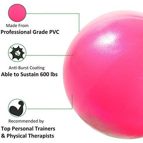 AB SALES Mini Yoga Pilates Ball, Exercise Ball, 9 Inch Bender with Inflatable Straw for Barre, Physical Therapy, Stability, Stretching, Core Training Exercise Gym Improves Balance, Strength, Pink