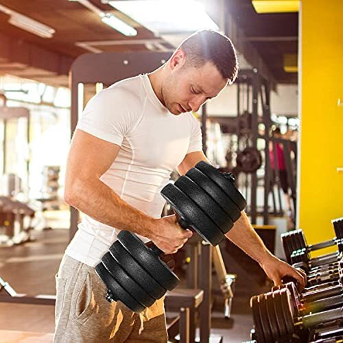 Bodyfit 20Kg Weight Plates Exercise Set, 5 ft Rod, 3 ft Curl Rod, 2x14  Dumble.Rods Home Gym Set,Dumbbell Set - Multicolour
