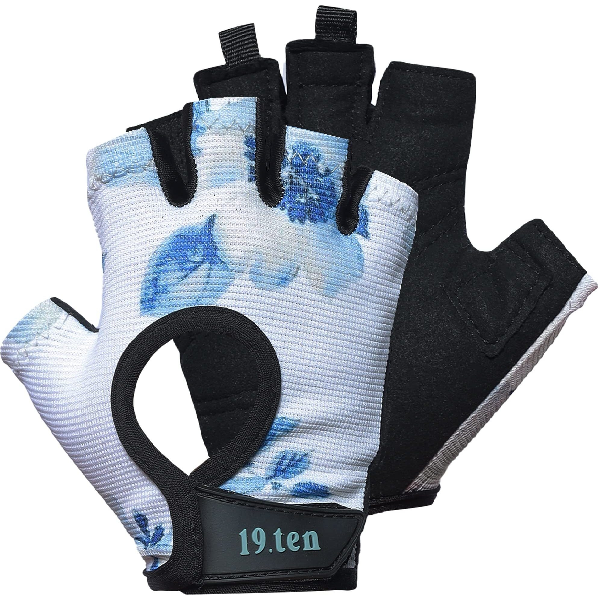 19.ten Women Faux Leather Sree Gloves for Gym Workout Crossfit Exercise Strength Training Sports Gloves Yoga Training Accessories Gear (Large Fits 7.5-8.0 inch, Blue)