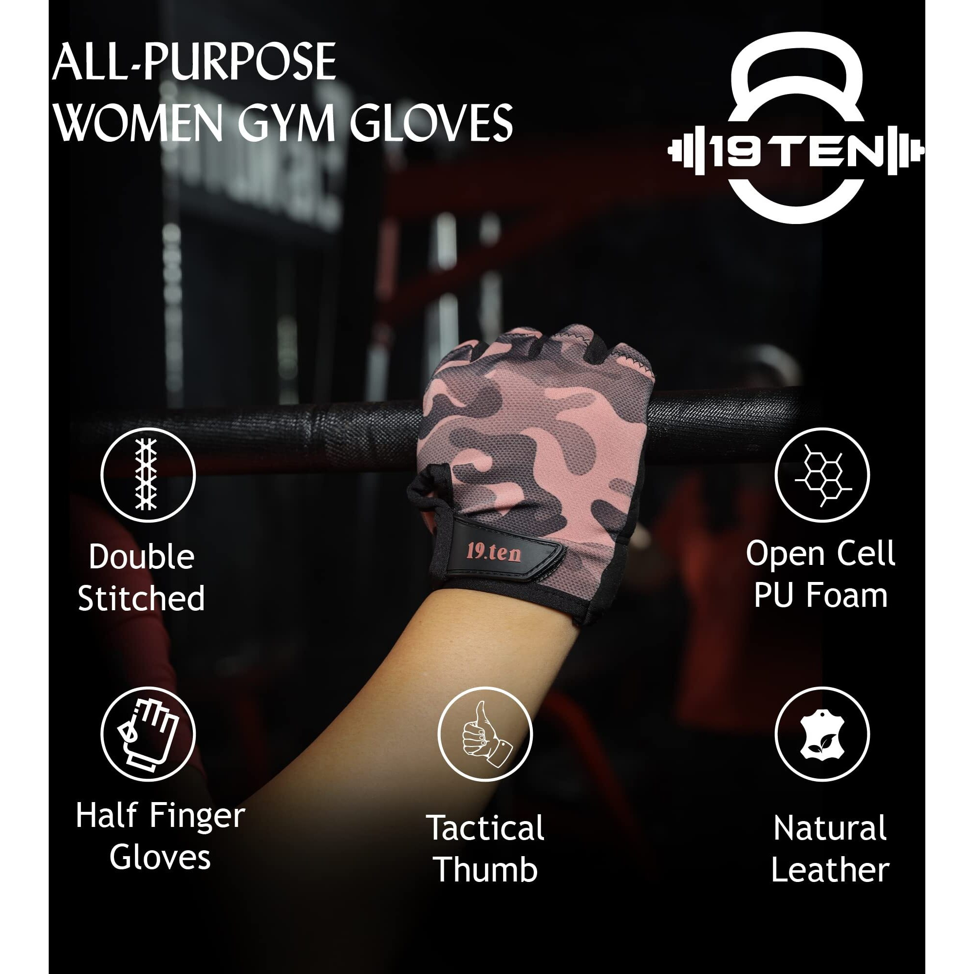 19.ten Faux Leather 19Ten Curvy from Sree Gloves for Women Wash and Dry Weightlifting Gym Fitness Workout Exercise Yoga Training Accessories Gear (Large Fits (7.5-8.0 Inch), Women Pink)