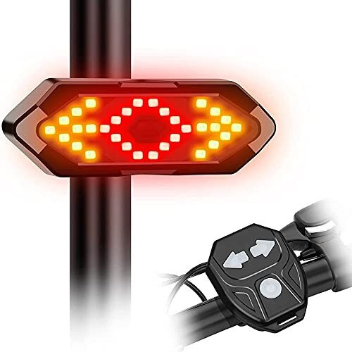 FASTPED  Bicycle Tail Light USB Rechargable Smart Wireless Remote Control Turn Signal Warning Lamp Bike Taillight (A) Yellow