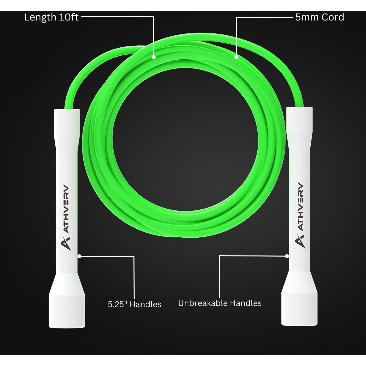 Athverv Jump Rope, Skipping Rope for Tricks and Releases, Green