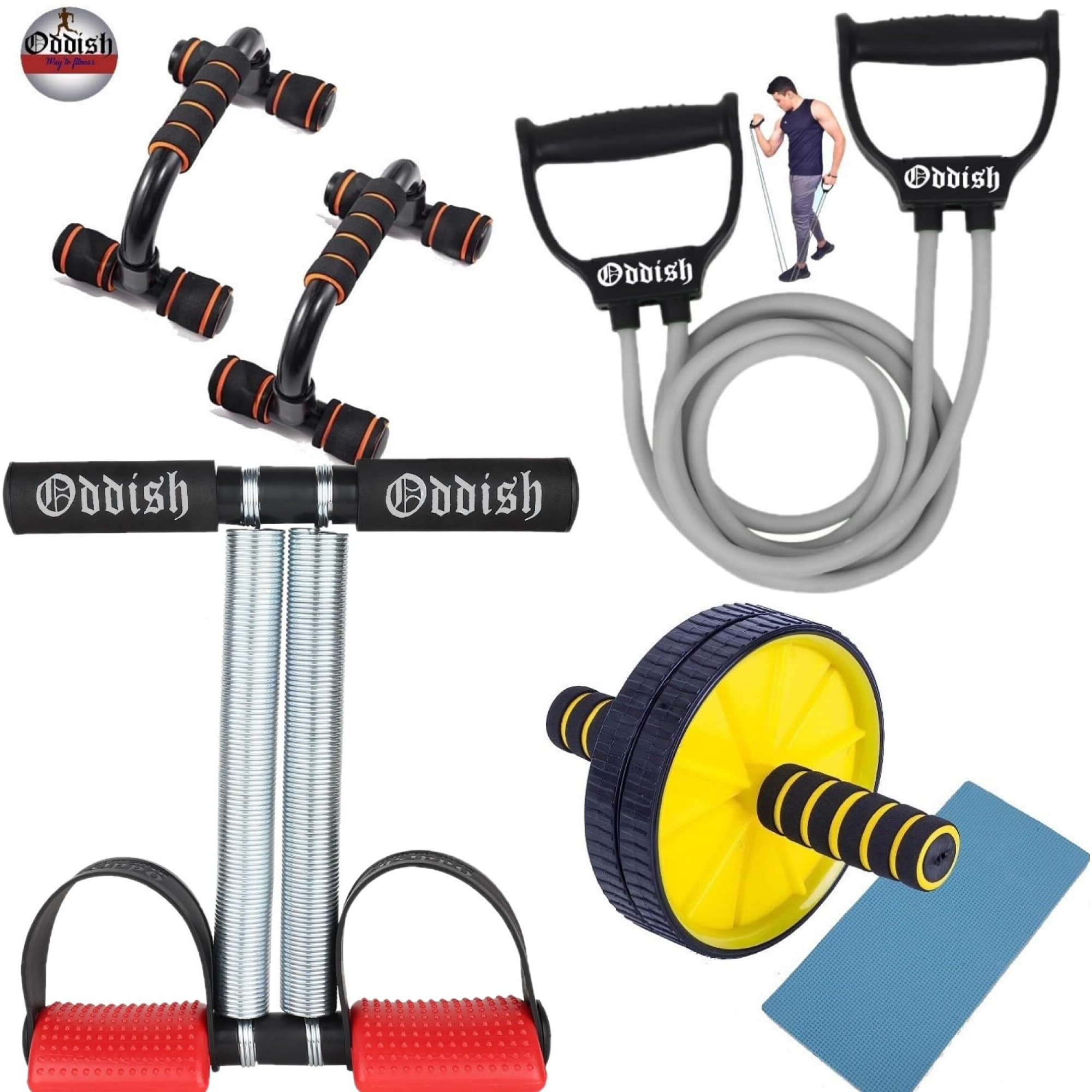 ODDISH Way to Fitness Tummy Trimmer-Pull Reducer Pedal Exerciser - Multicolor Body Trimmer for Yoga, Crossfit, Arm & Abdominal Training Women and Mens (Multicolor)