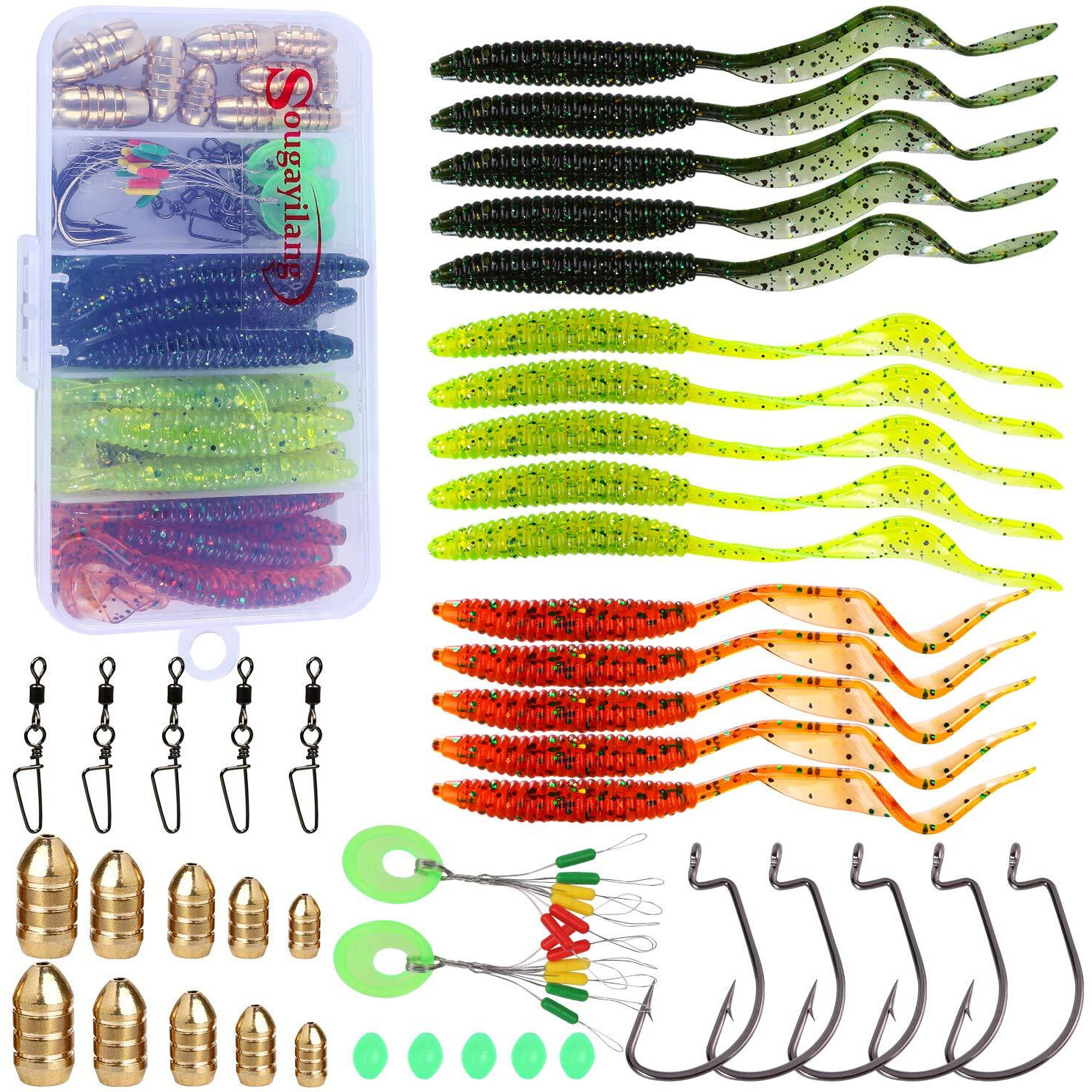 Sougayilang Fishing Accessories Set, Include Fishing Lures, Fishing Swivels, Fishing Sinkers and Fishing Hooks-Type 8