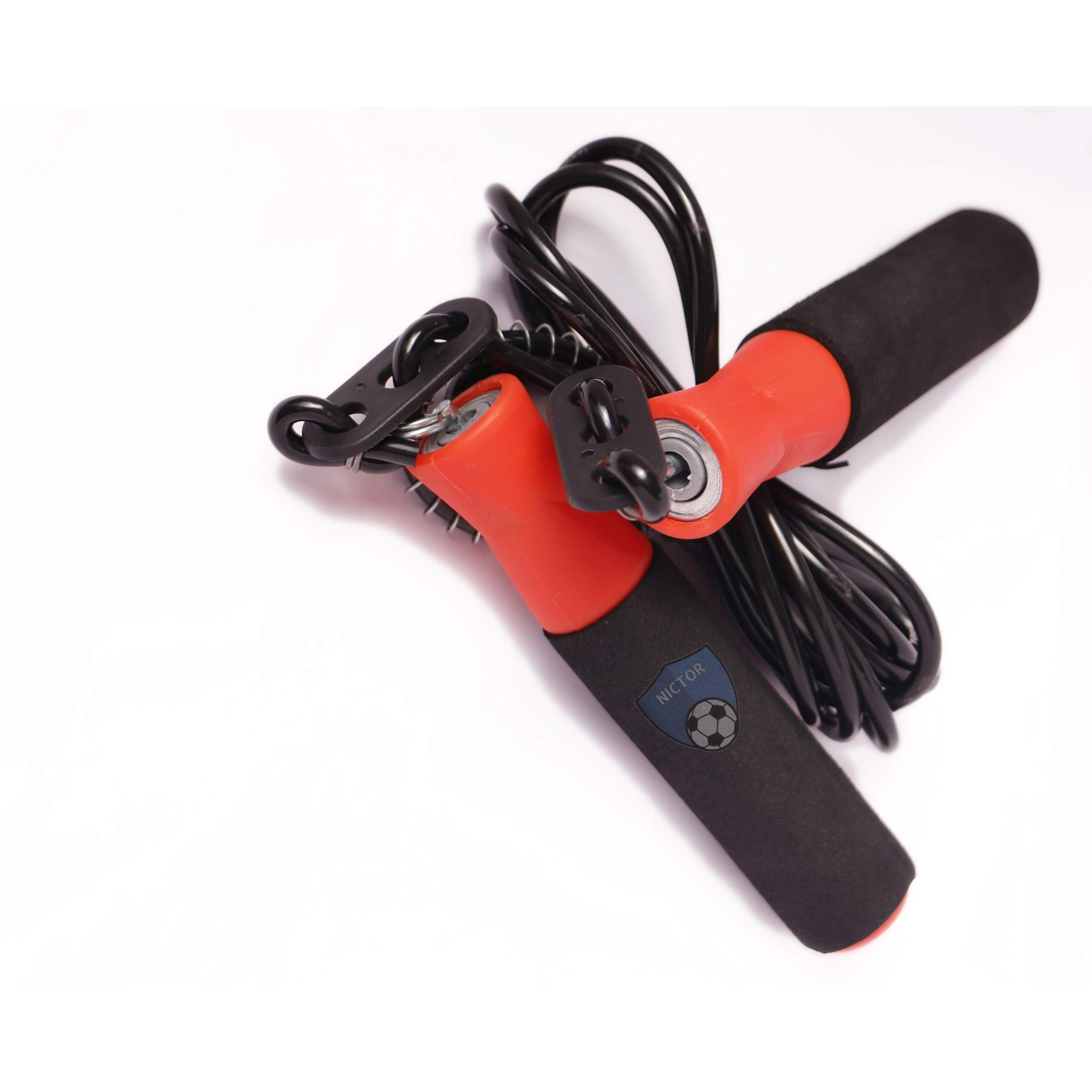 NICTOR Fitness Jumping Adjustable Skipping Rope for Gym Training Exercise and Workout, Weightloss - Ideal for Men & Women (Red & Black) Material Polyvinyl Chloride