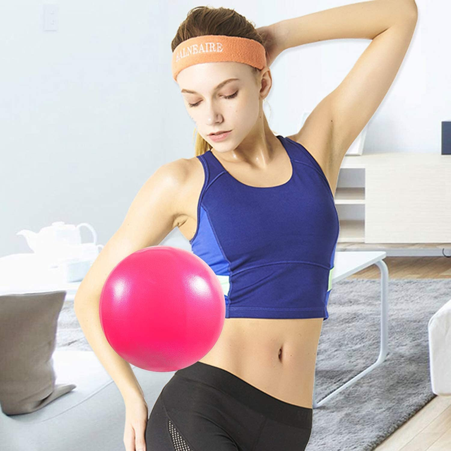 SKYFUN (LABEL) Full Body Inflatable Shaping Fitness Fit Gym Pilates Swiss Ball for Balance, Stability, Stretching, Core Fitness(9 Inch, Pink Color)