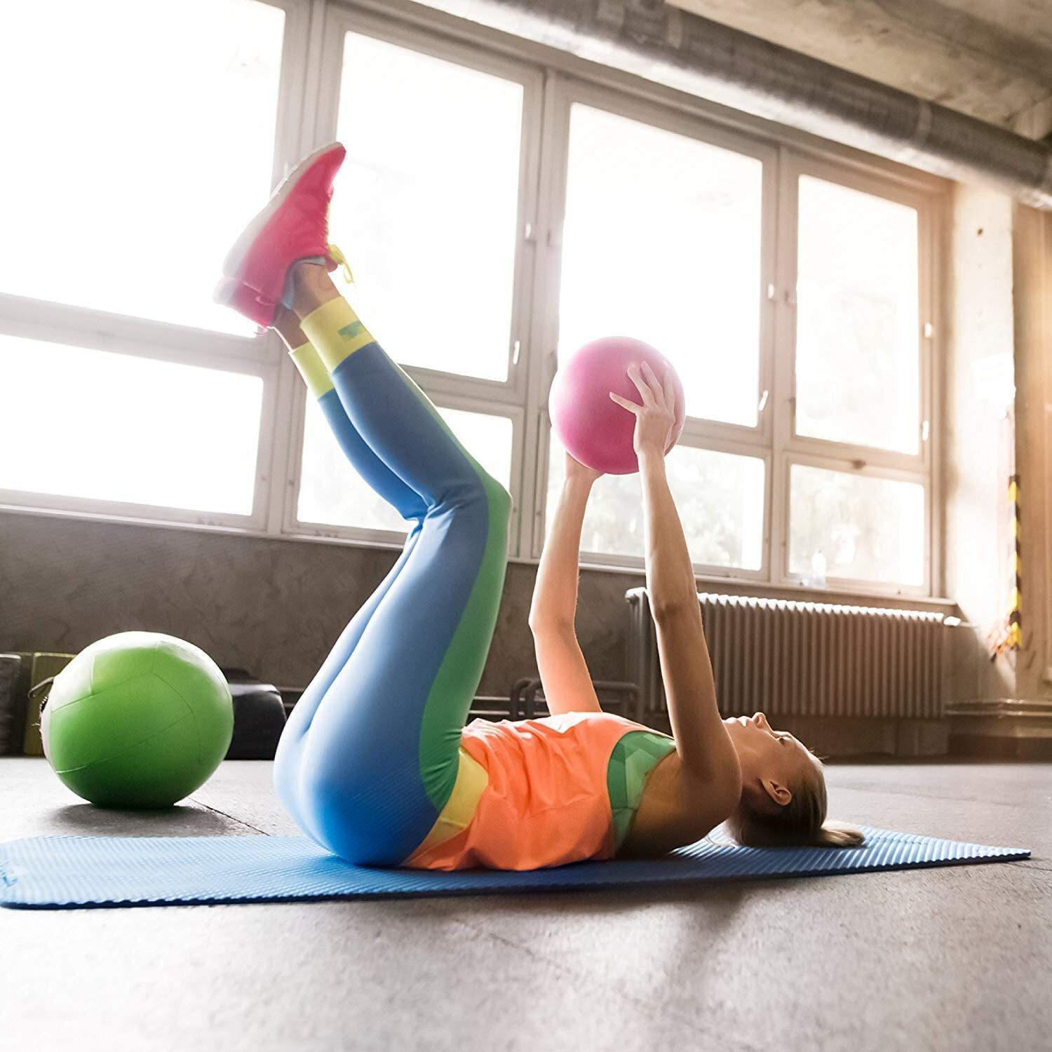 SKYFUN (LABEL) Full Body Inflatable Shaping Fitness Fit Gym Pilates Swiss Ball for Balance, Stability, Stretching, Core Fitness(9 Inch, Pink Color)